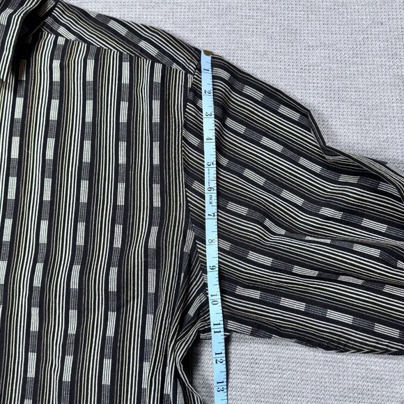 Metro Concepts Mens Black Geometric Stripe Button Up Shirt Long Sleeve Sz Large - Picture 10 of 11